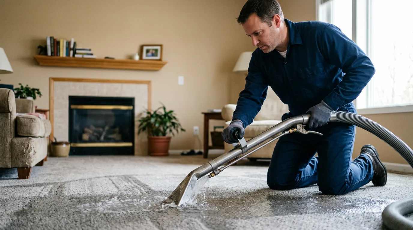 Water damage restoration technician working near Switz City, IN